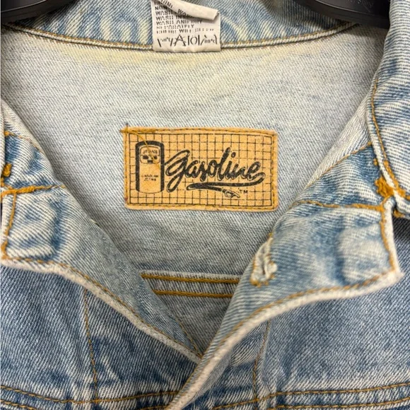 GASOLINE | Denim Trucker Jacket Oversized Slouchy | Vintage 90s | Light Wash | S - Picture 2 of 9